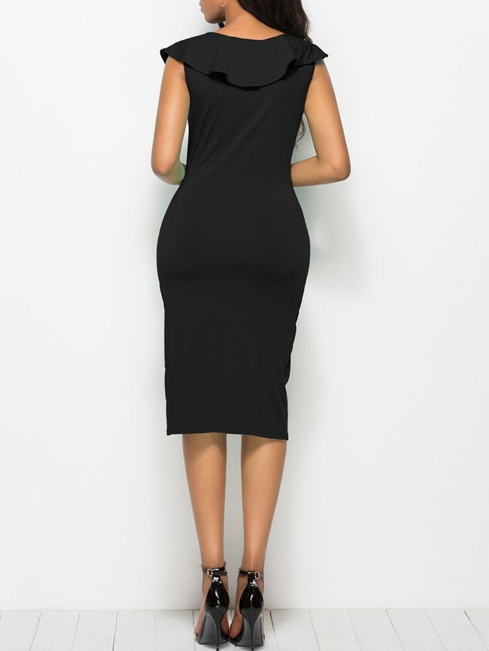 Bodycon V-Hals Asymmetrische Damesjurk