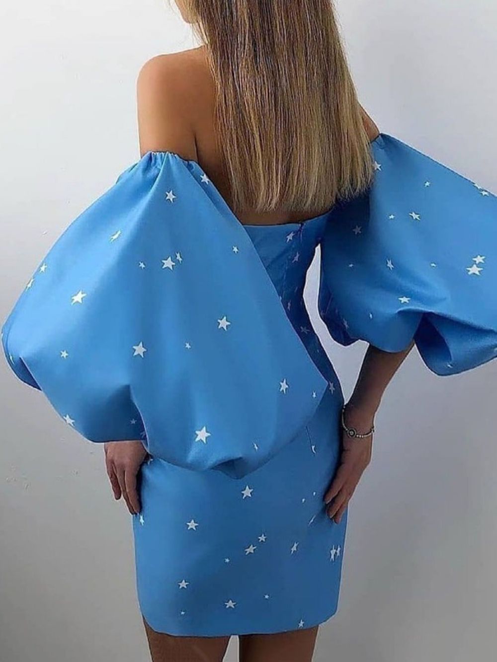 Boven De Knie Driekwart Mouw Backless Sexy Jurk