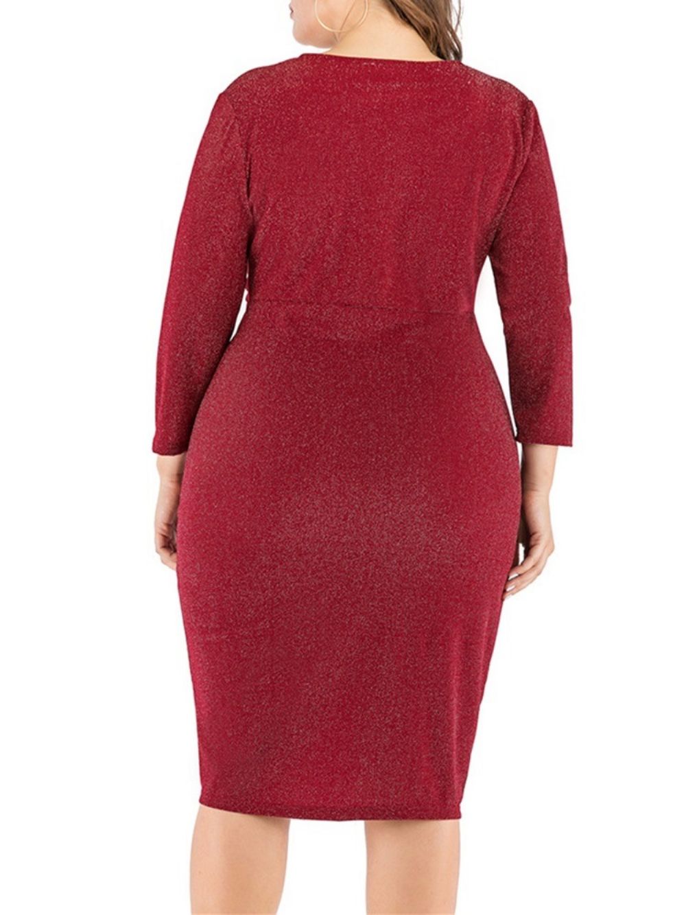 Gespleten Knielange V-Hals Bodycon-Jurk De Herfst