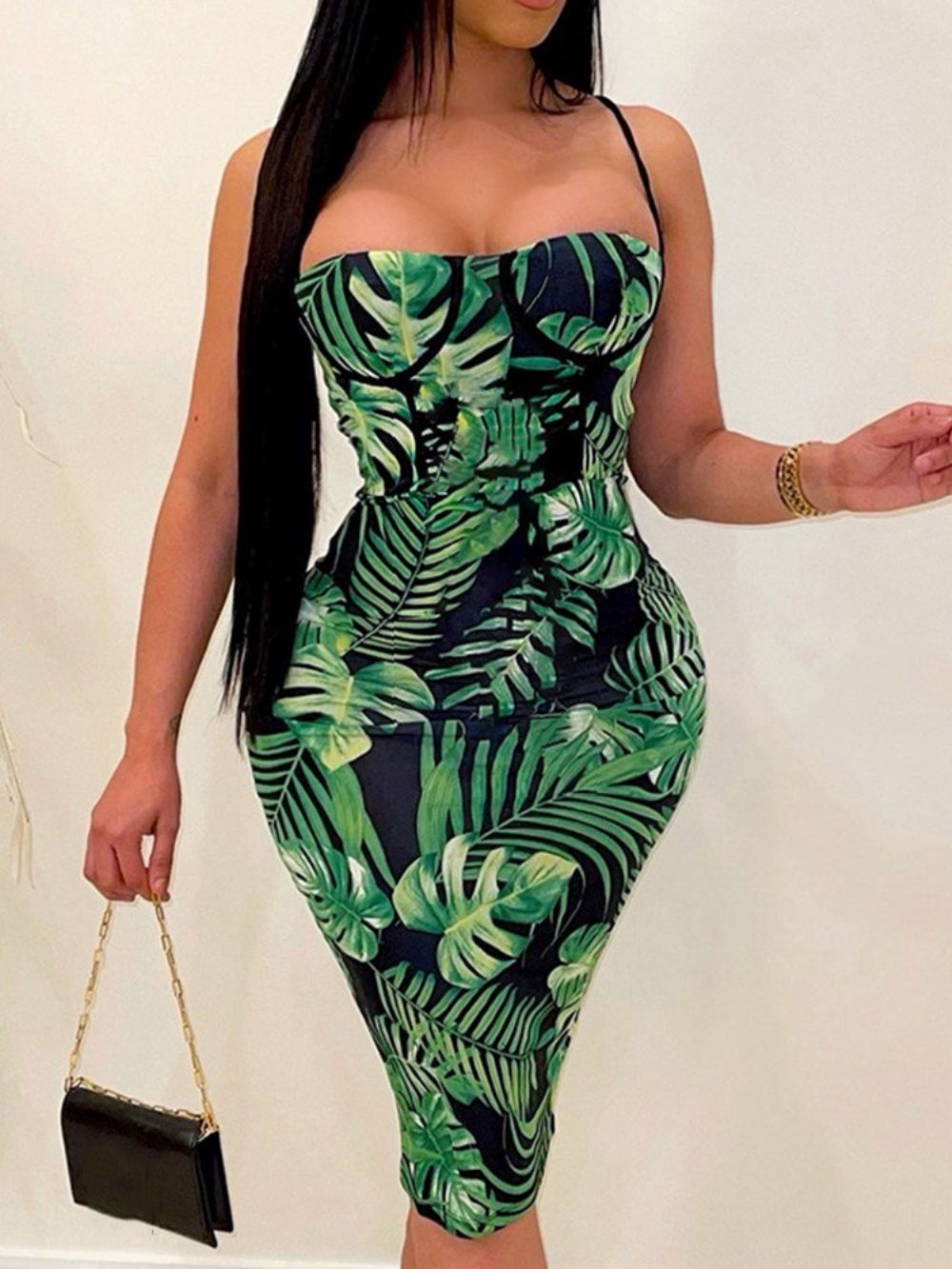 Halflange Doorschijnende Mouwloze Bodycon-Jurk Met Bloemenprint