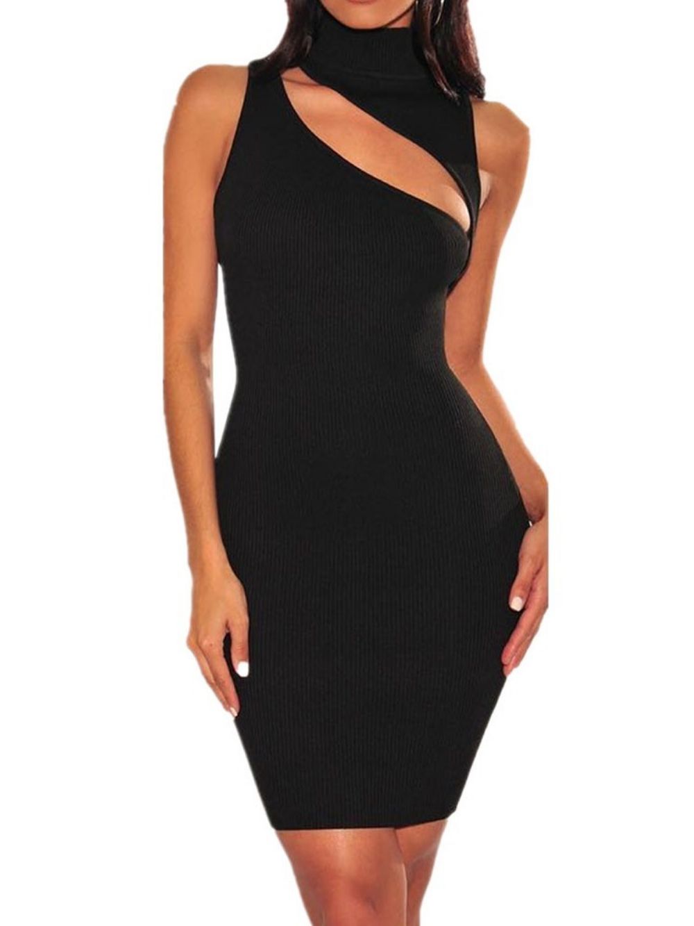 Knielange Mouwloze Holle Pullover Holle Bodycon-Jurk