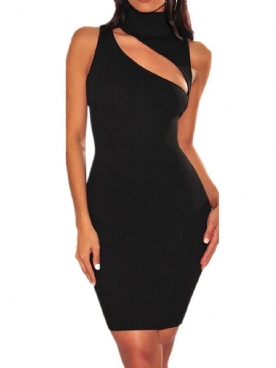 Knielange Mouwloze Holle Pullover Holle Bodycon-Jurk