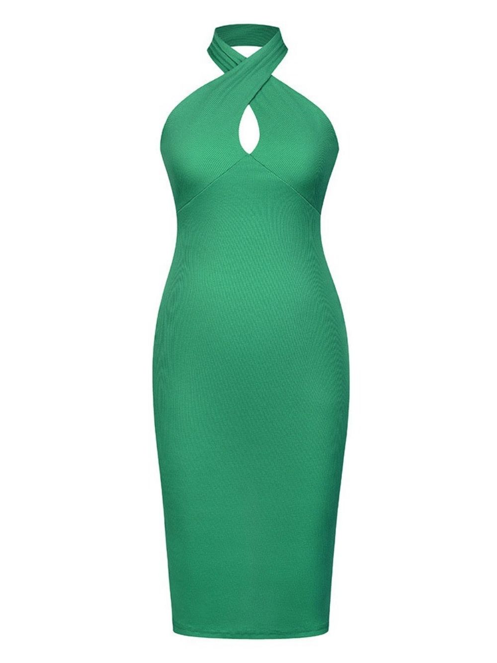 Mouwloze Rugloze Effen Zomerbodycon-Jurk Tot Halverwege De Kuit