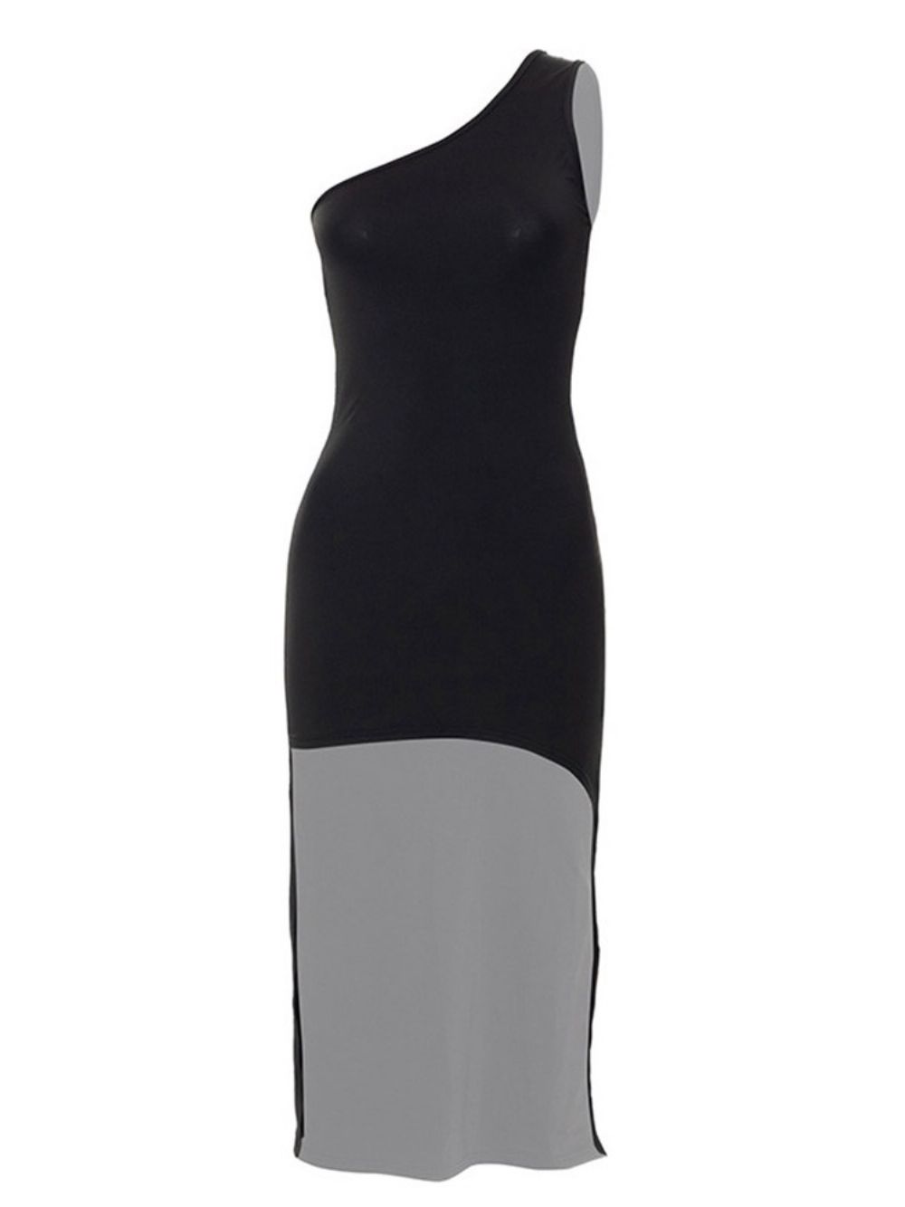 Schuine Kraag Mouwloze Asymmetrische Effen Zomer Bodycon Jurk