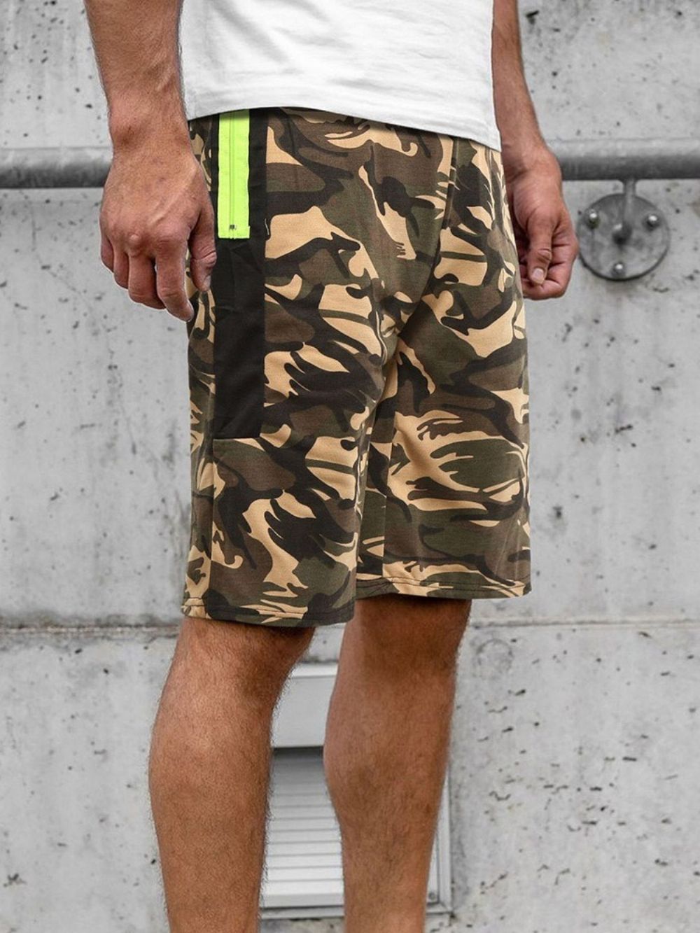 Camouflage Strandshort Met Rechte Zak Heren