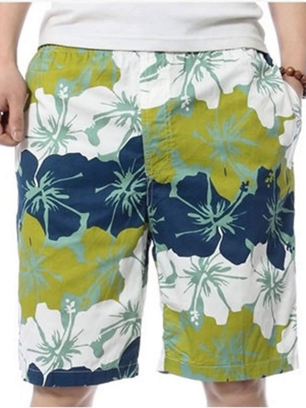 Casual Herenshort Met Dunne Print En Halfhoge Taille