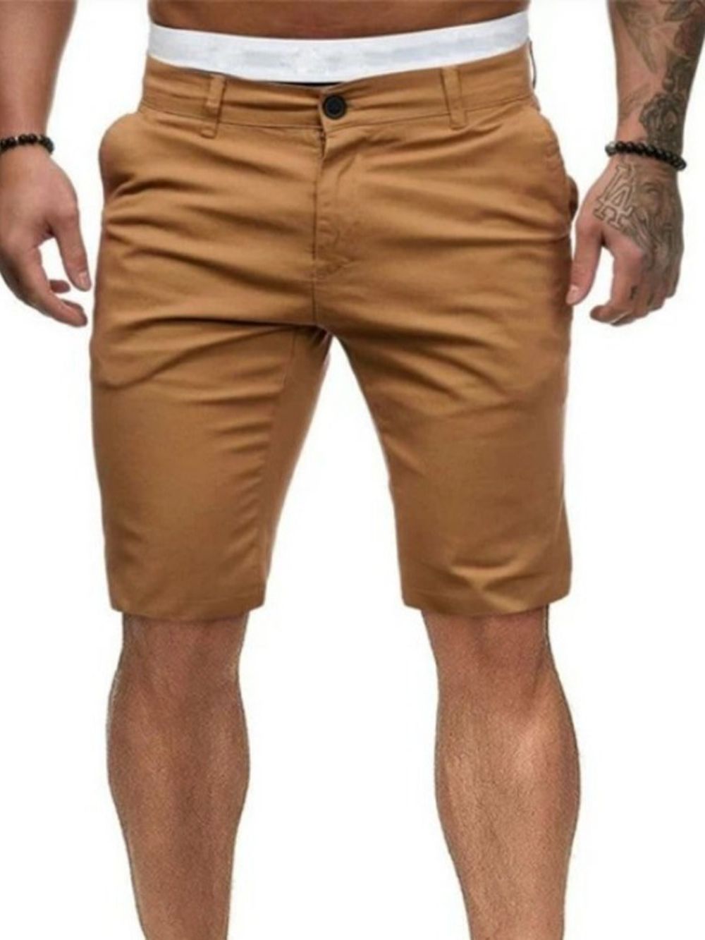 Casual Herenshort Met Rechte Effen Rits