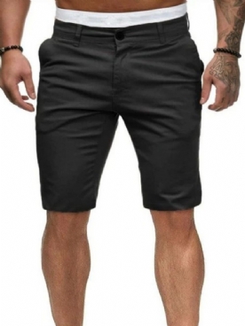 Casual Herenshort Met Rechte Effen Rits