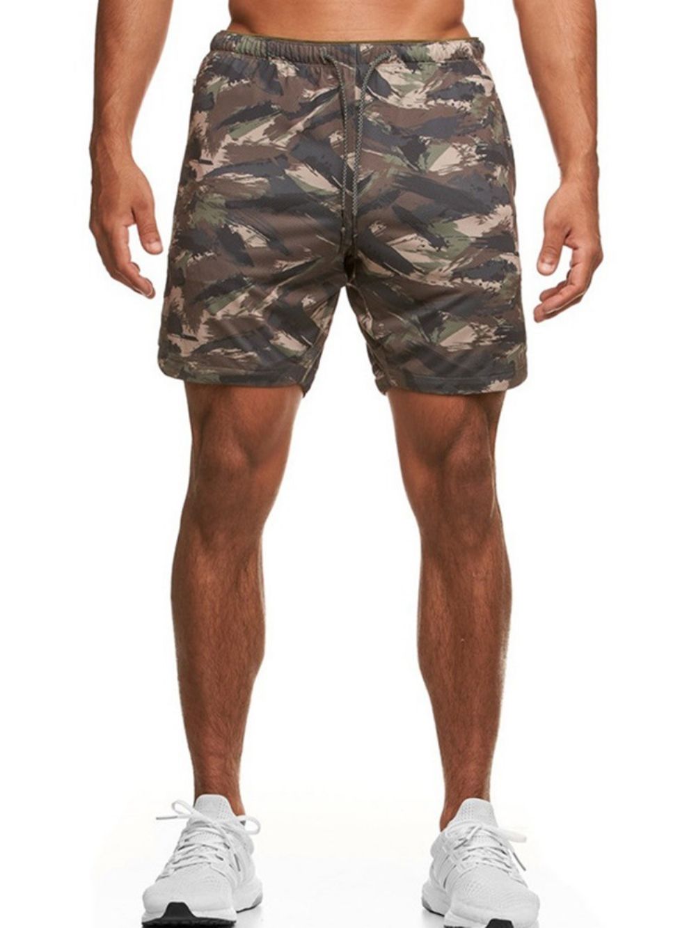 Casual Herenshort Met Smalle Taille En Camouflageprint