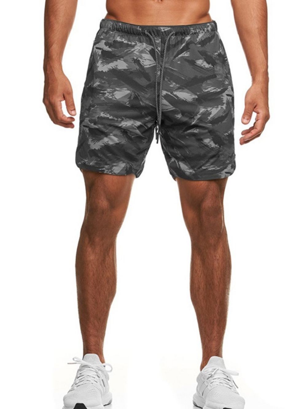 Casual Herenshort Met Smalle Taille En Camouflageprint