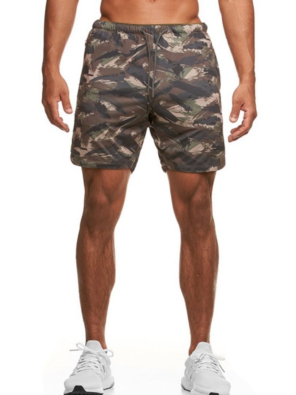 Casual Herenshort Met Smalle Taille En Camouflageprint