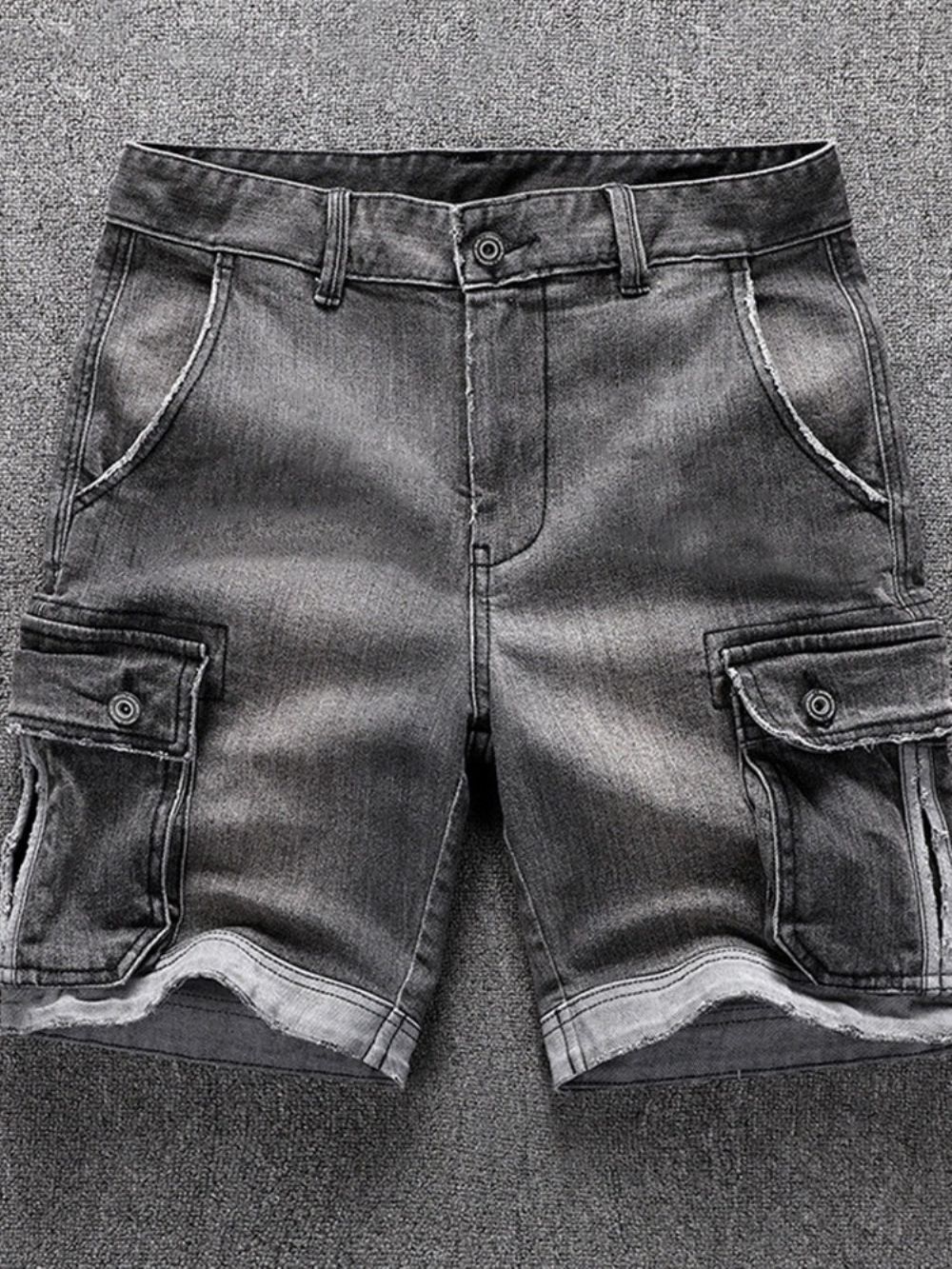 Denimshort Heren Met Rechte Taille En Rits