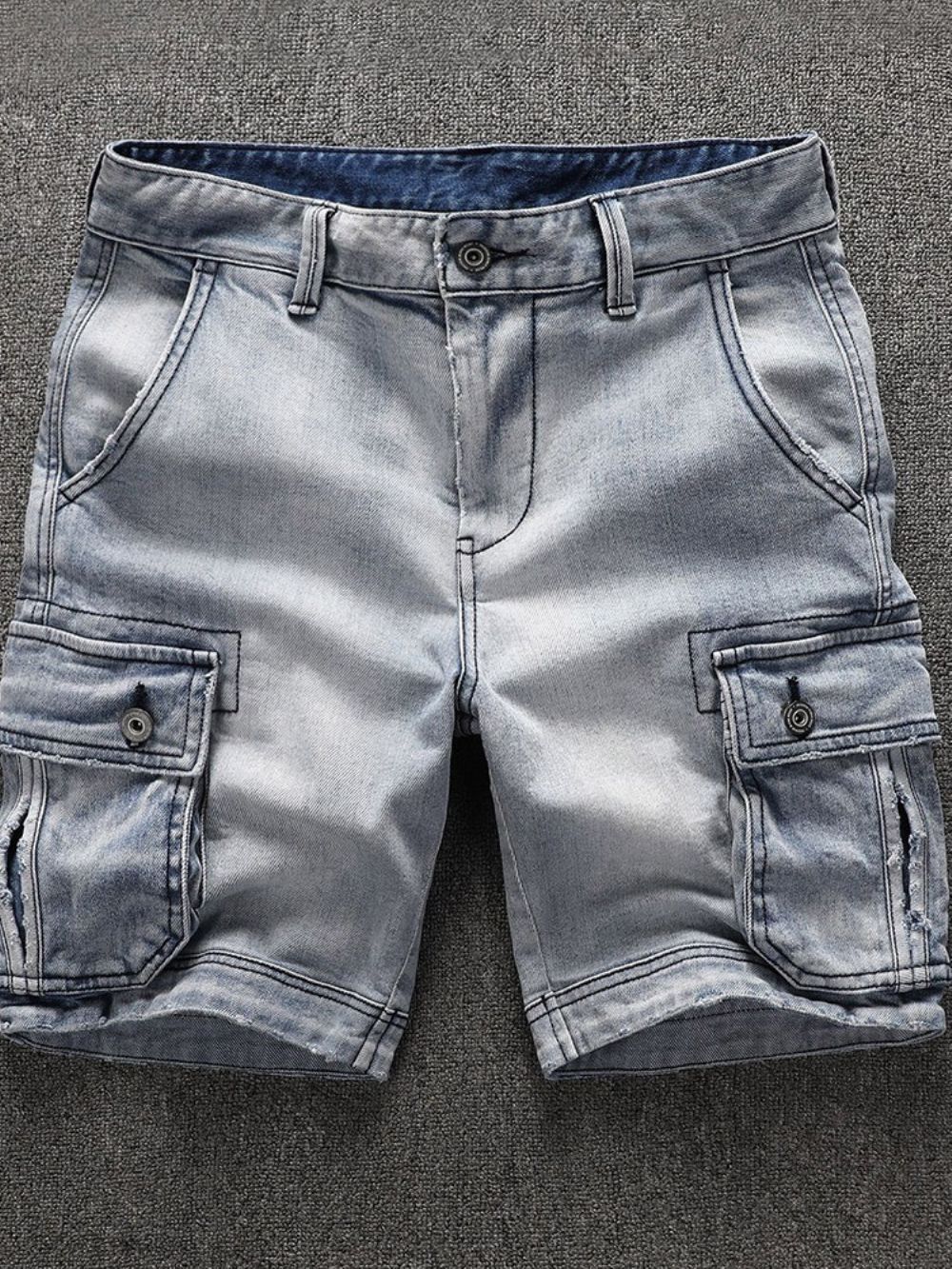 Denimshort Heren Met Rechte Taille En Rits