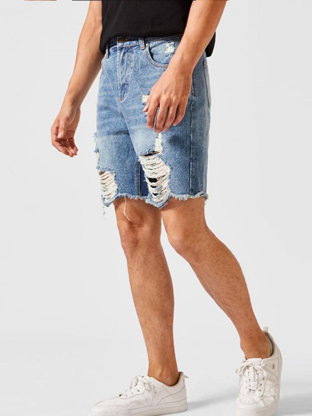 Denimshort Met Rechte Europese Rits Heren