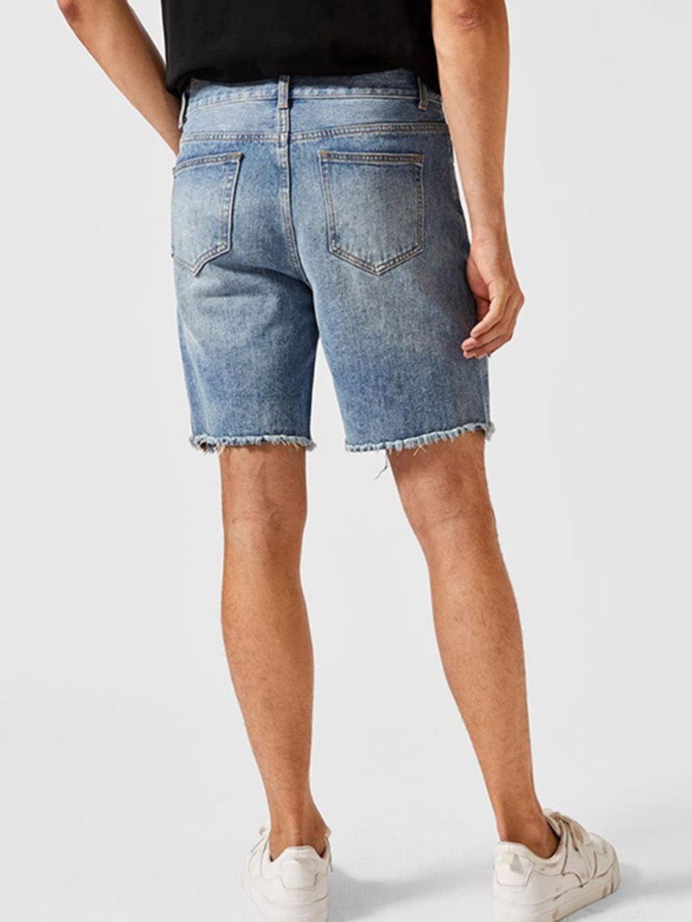 Denimshort Met Rechte Europese Rits Heren