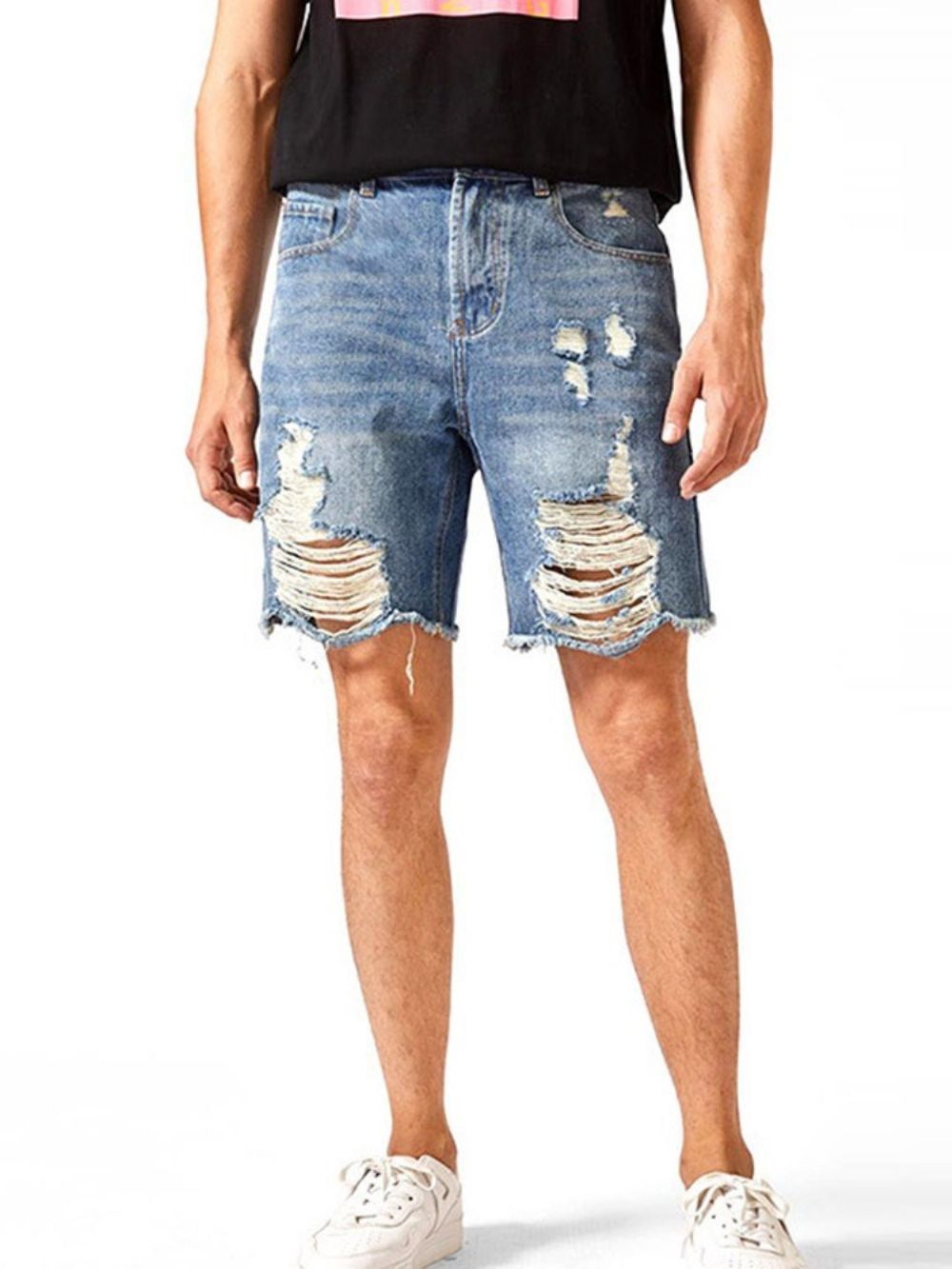 Denimshort Met Rechte Europese Rits Heren