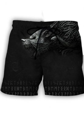 Halfhoge Tailleshort Met Rechte Veters En Print Heren