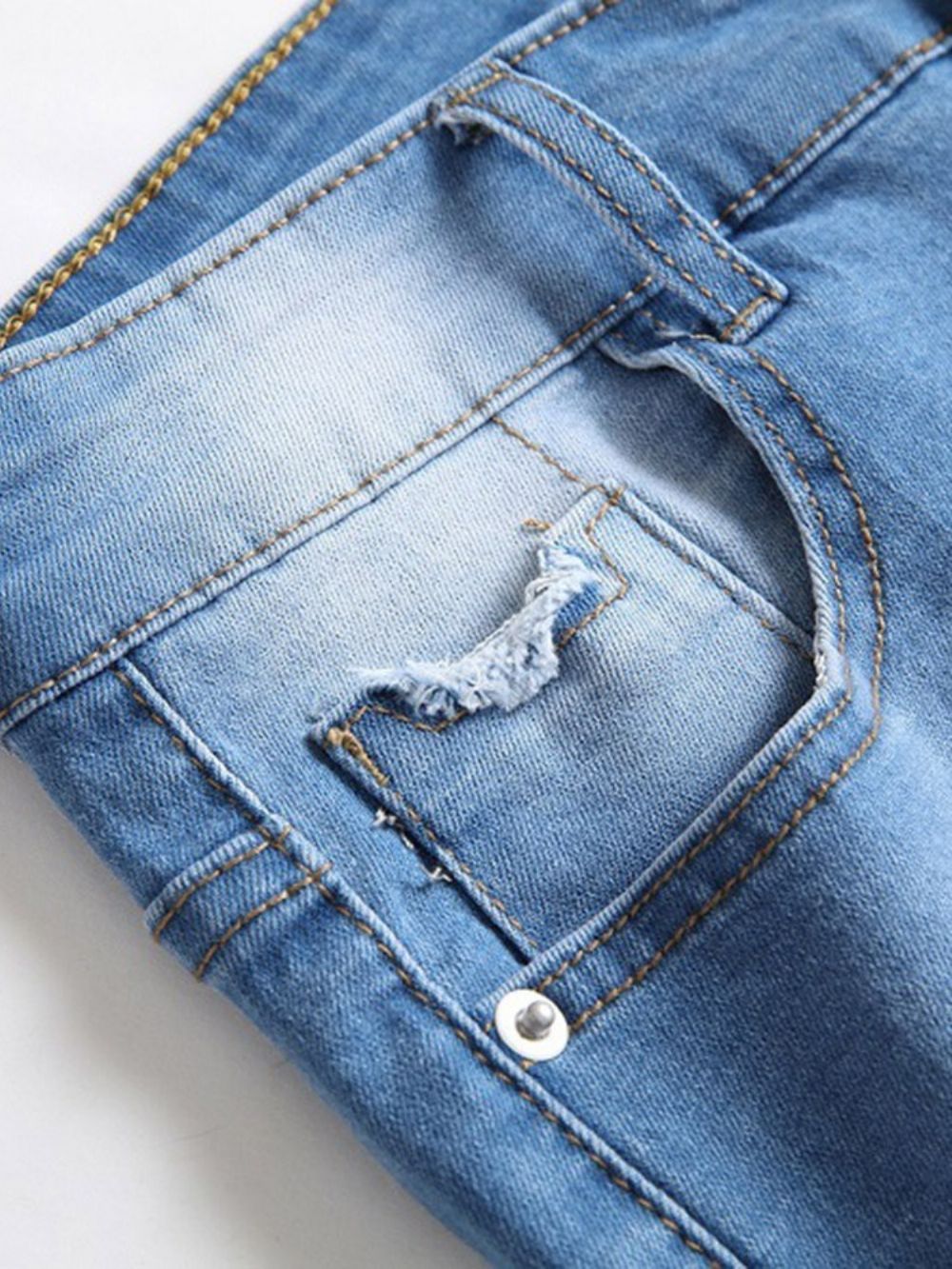 Herenjeans Met Rechte Gradiënt Patchwork Rits