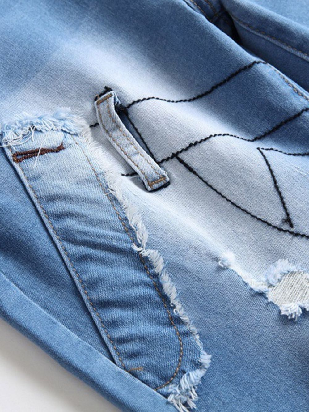 Herenjeans Met Rechte Gradiënt Patchwork Rits