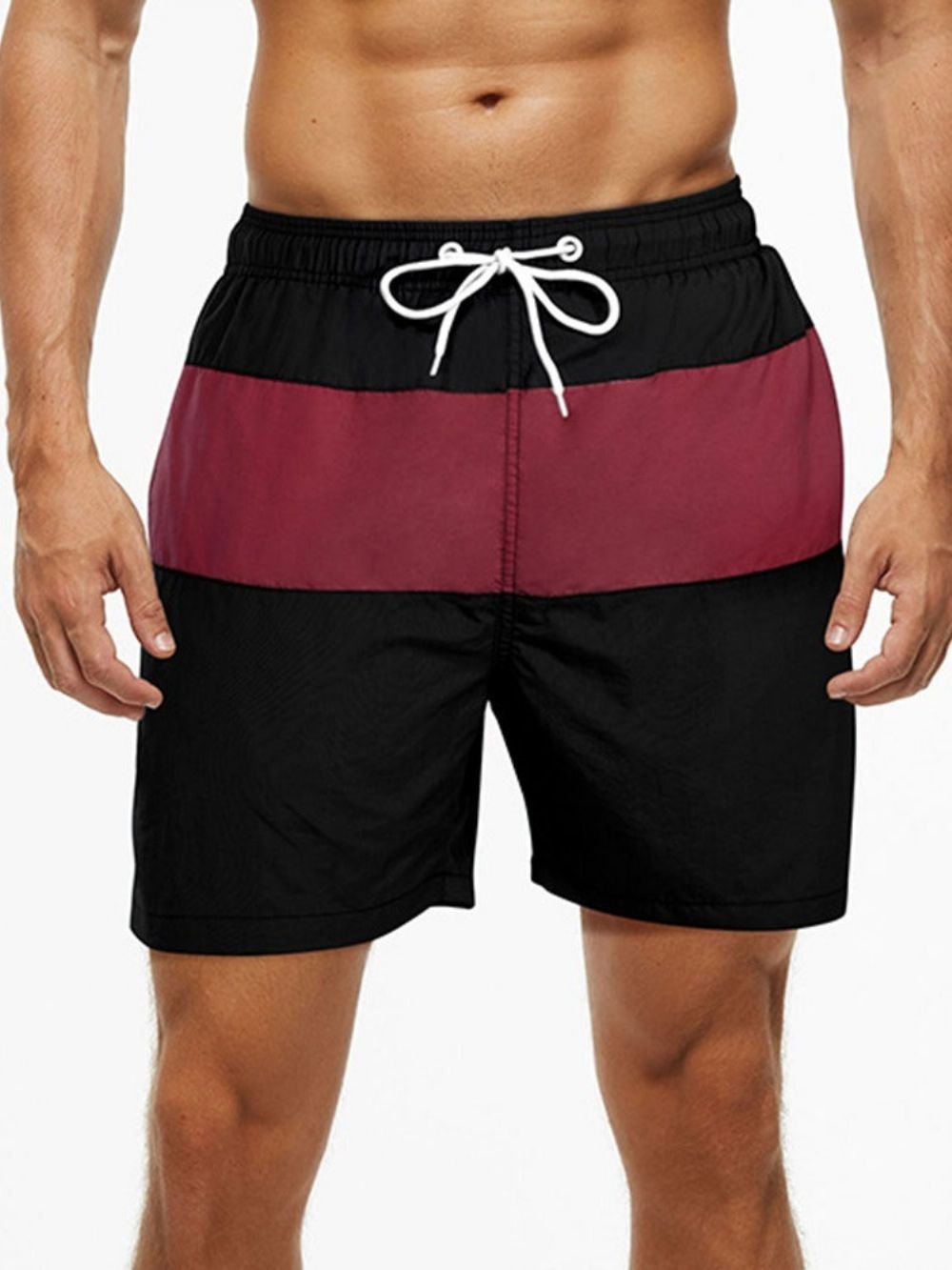 Herenshorts Met Rechte Taille En Veters In Kleurblokken