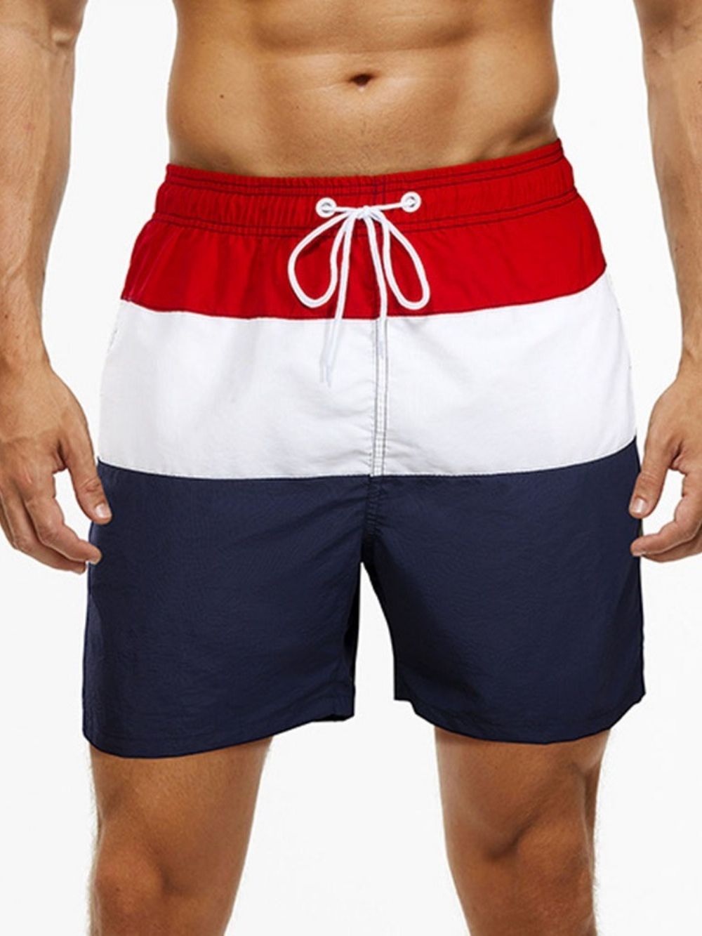 Herenshorts Met Rechte Taille En Veters In Kleurblokken