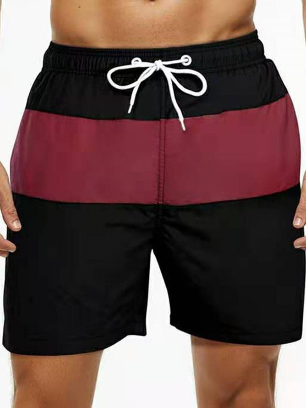 Herenshorts Met Rechte Taille En Veters In Kleurblokken