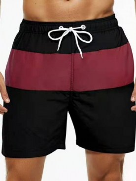 Herenshorts Met Rechte Taille En Veters In Kleurblokken