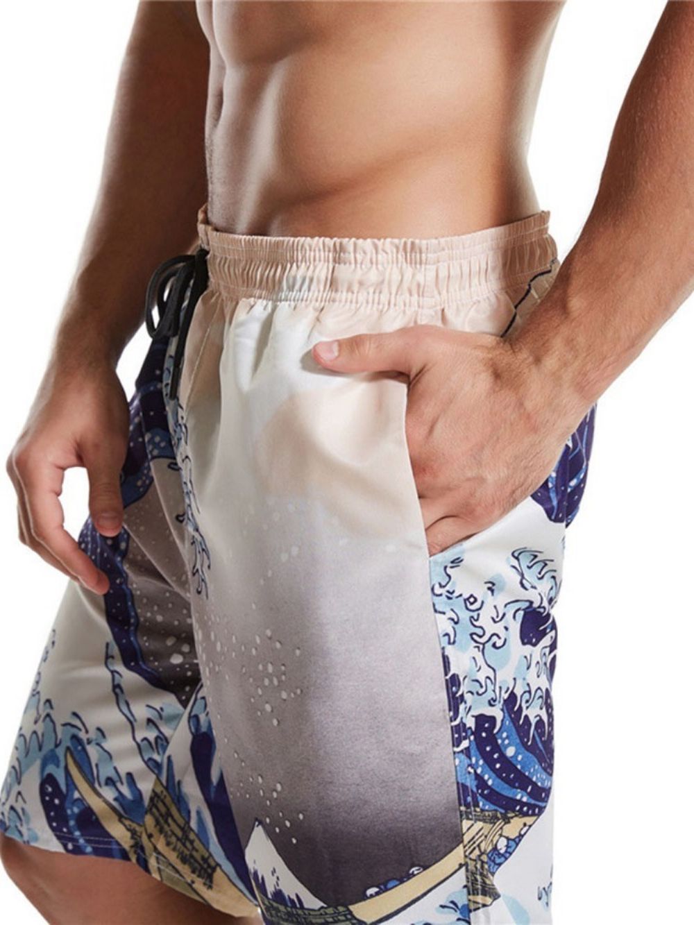 Rechte Strandshort Van Katoenmix Met Print Heren