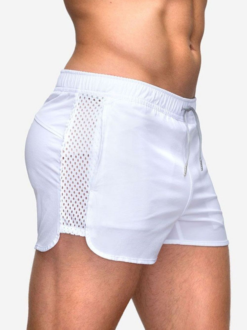 Slanke Effen Casual Herenshorts Met Veters En Lage Taille