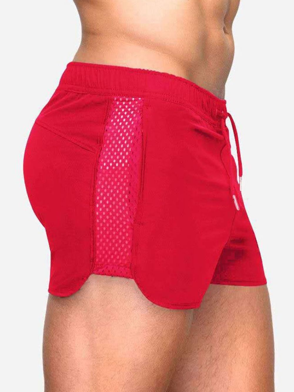 Slanke Effen Casual Herenshorts Met Veters En Lage Taille