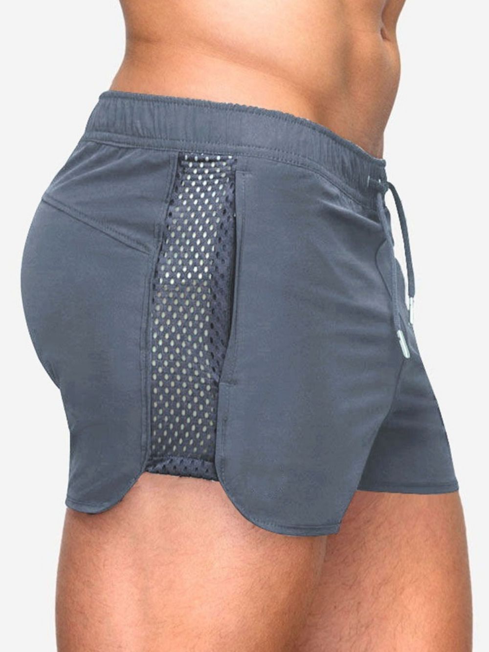 Slanke Effen Casual Herenshorts Met Veters En Lage Taille