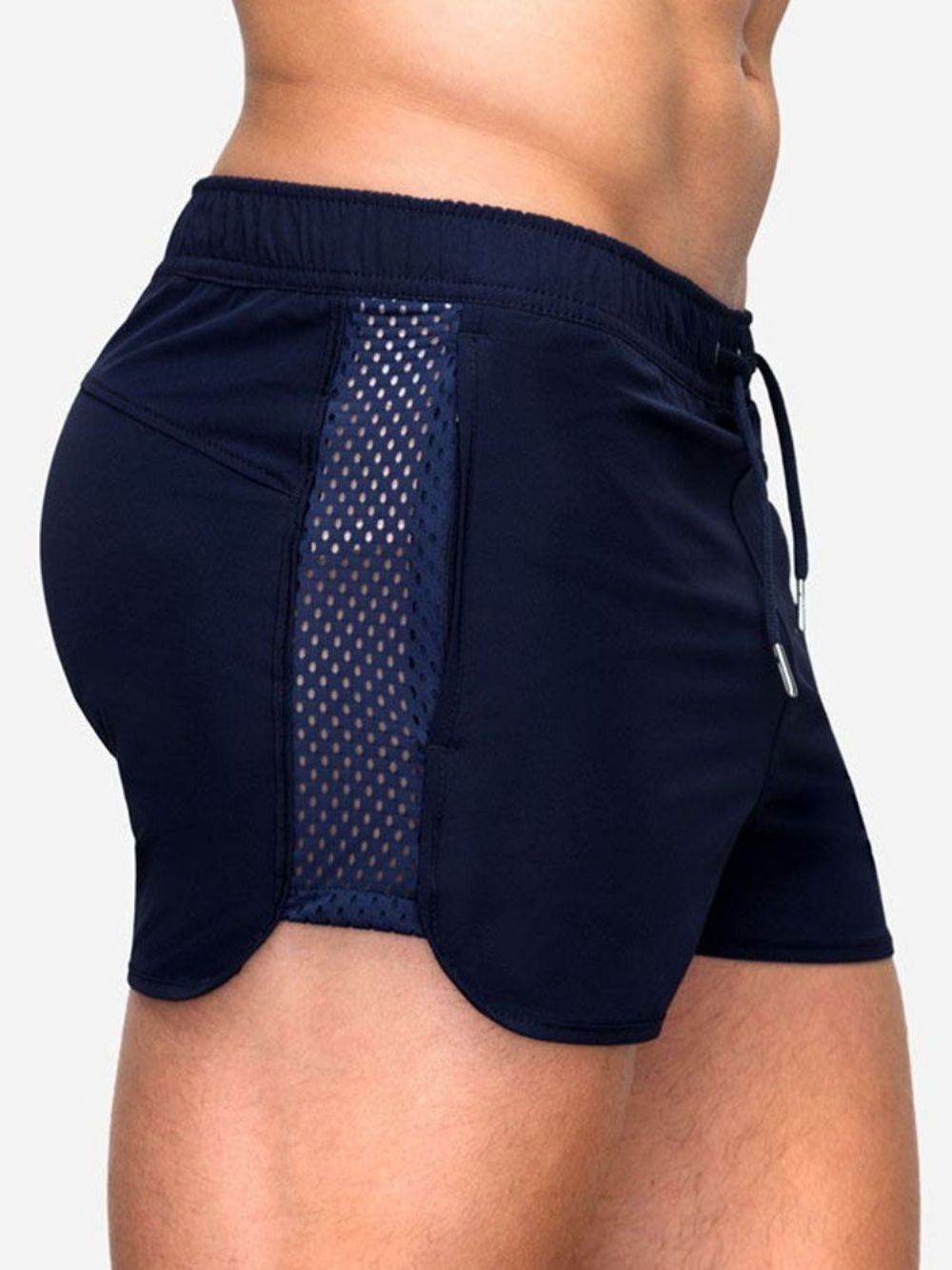 Slanke Effen Casual Herenshorts Met Veters En Lage Taille