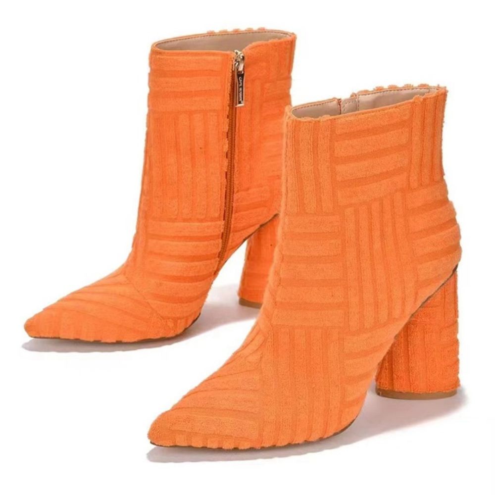 Chunky Heel Effen Puntige Teen Westernlaarzen Met Hoge Hak