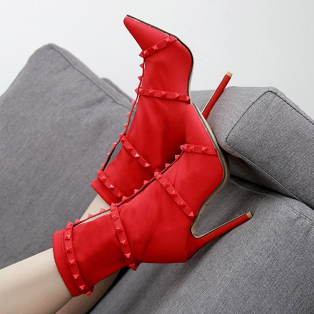 Puntige Teen Stiletto Heel Slip-On Punk Hoge Hak Laarzen