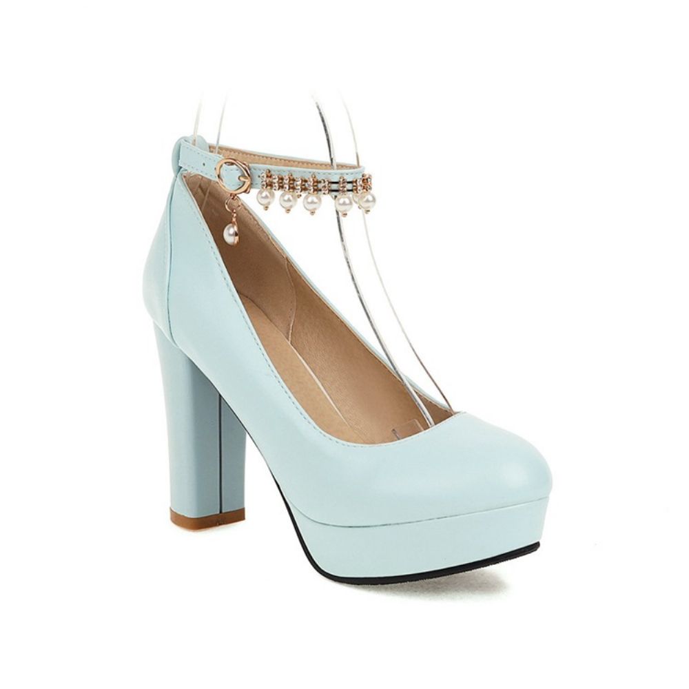 Chunky Heel Platform Met Ronde Neus Eenvoudige Dunne Schoenen