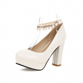 Chunky Heel Platform Met Ronde Neus Eenvoudige Dunne Schoenen