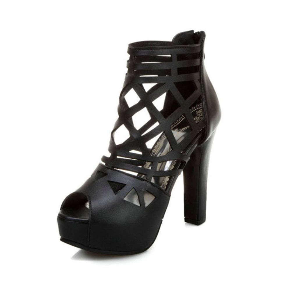 Rits Peep Toe Platform Effen Dunne Schoenen