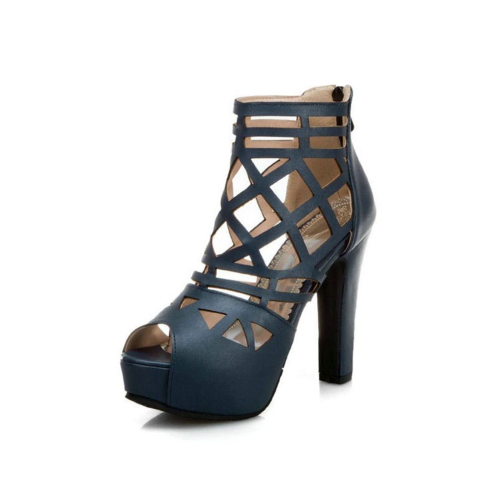 Rits Peep Toe Platform Effen Dunne Schoenen