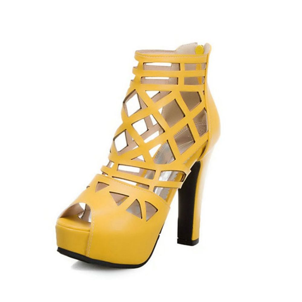 Rits Peep Toe Platform Effen Dunne Schoenen