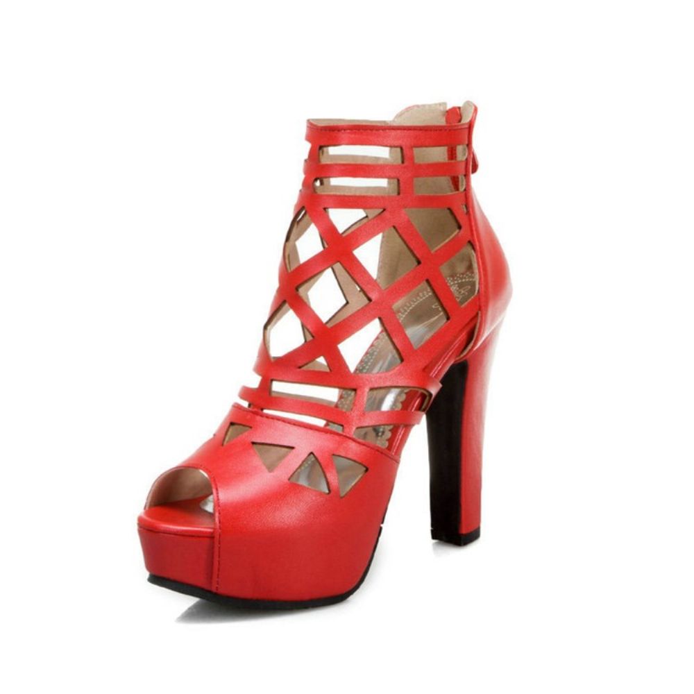 Rits Peep Toe Platform Effen Dunne Schoenen