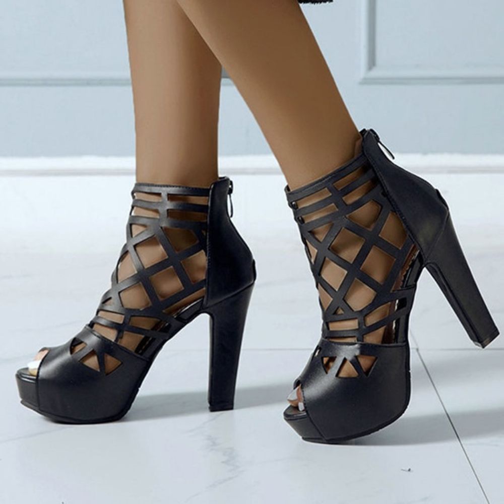 Rits Peep Toe Platform Effen Dunne Schoenen