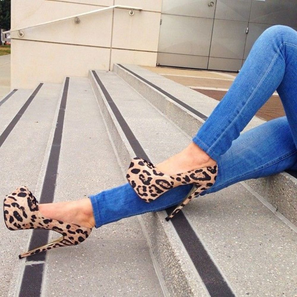 Sexy Pumps Met Ronde Neus En Luipaardprint