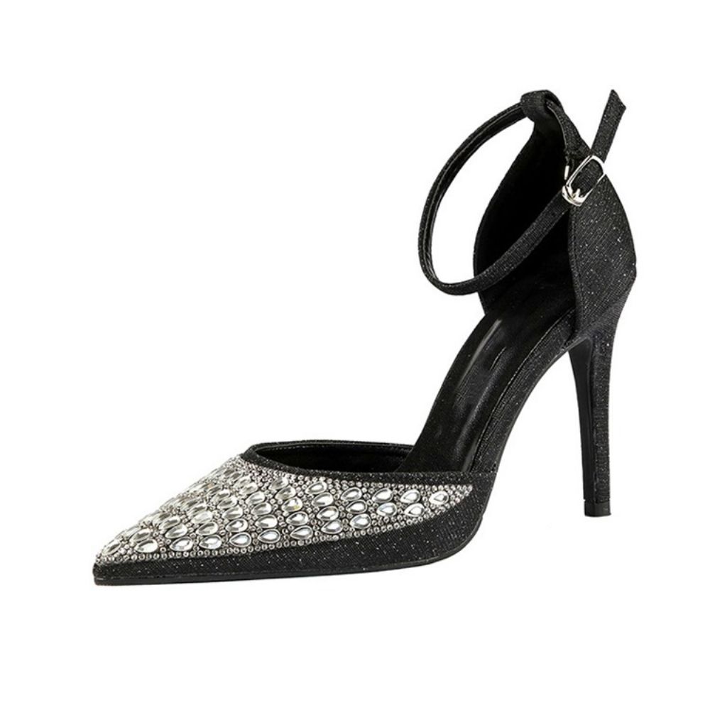 Strass Puntige Teen Gesp Naaldhak Dames Pumps