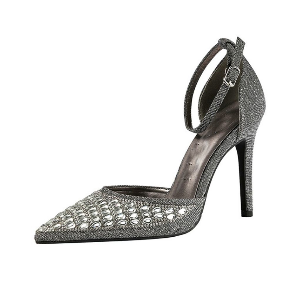 Strass Puntige Teen Gesp Naaldhak Dames Pumps