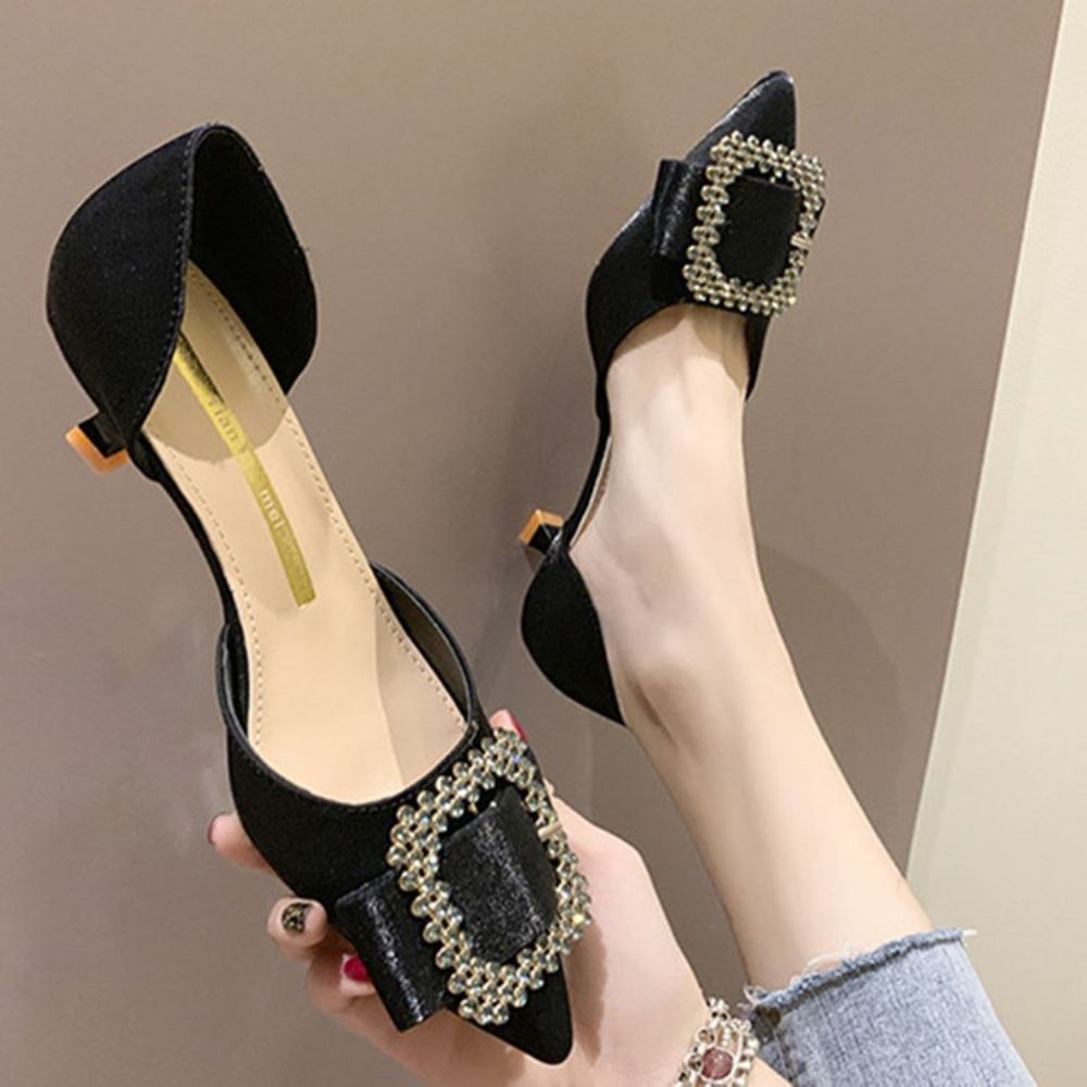 Strass Puntige Teen Kitten Heel Pumps Dames