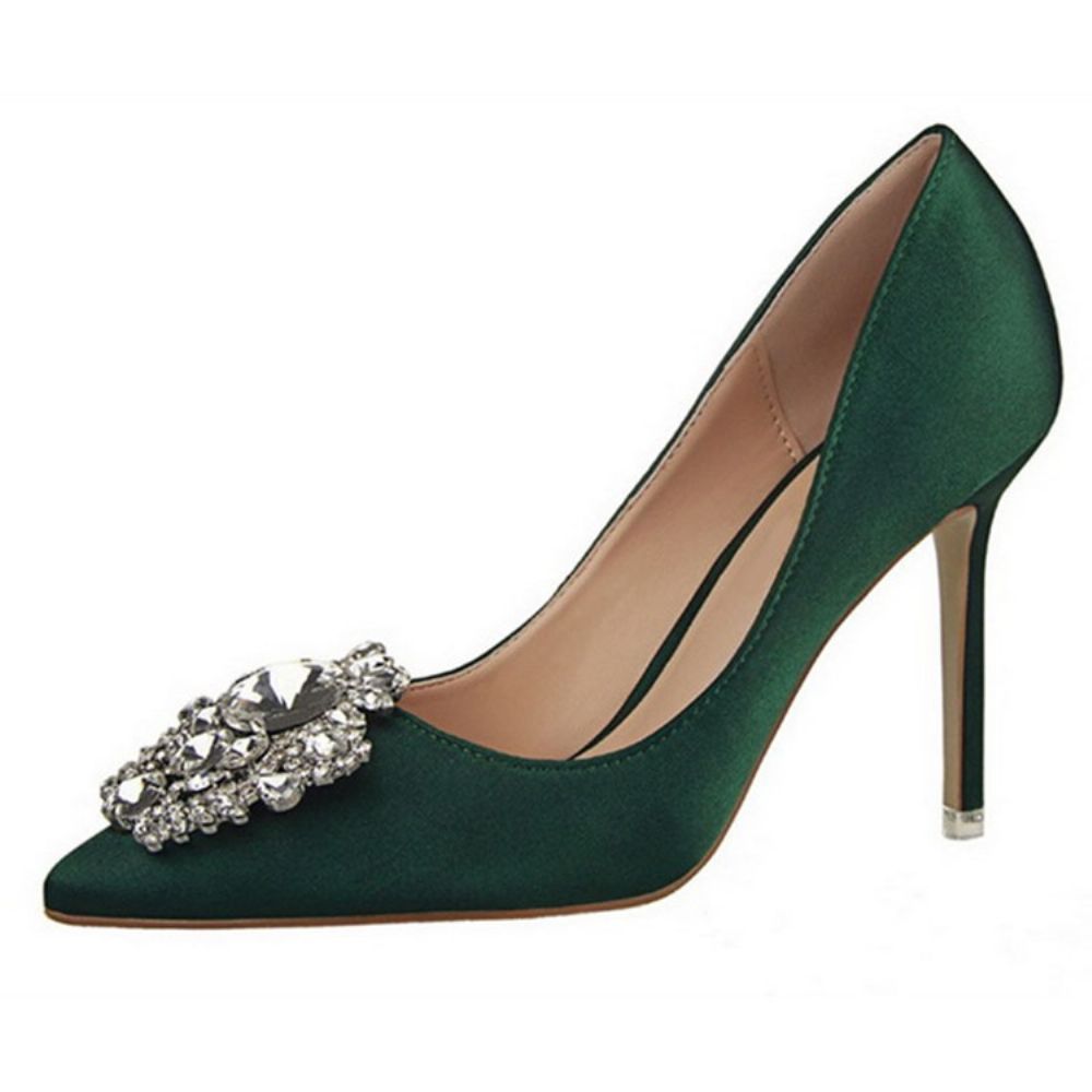 Strass Puntige Teen Naaldhak Effen Dunne Damesschoenen Pumps