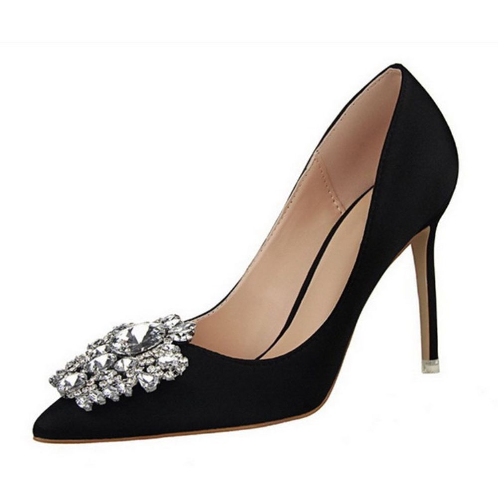 Strass Puntige Teen Naaldhak Effen Dunne Damesschoenen Pumps