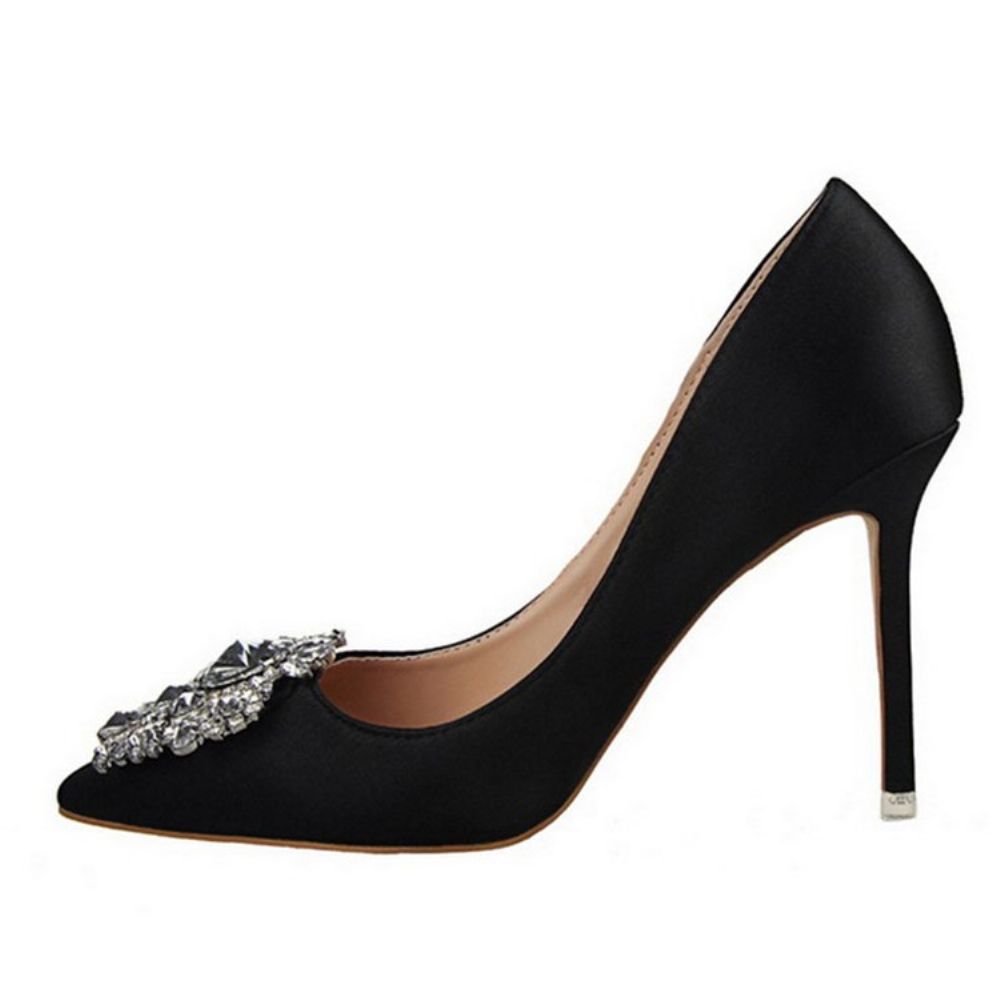 Strass Puntige Teen Naaldhak Effen Dunne Damesschoenen Pumps