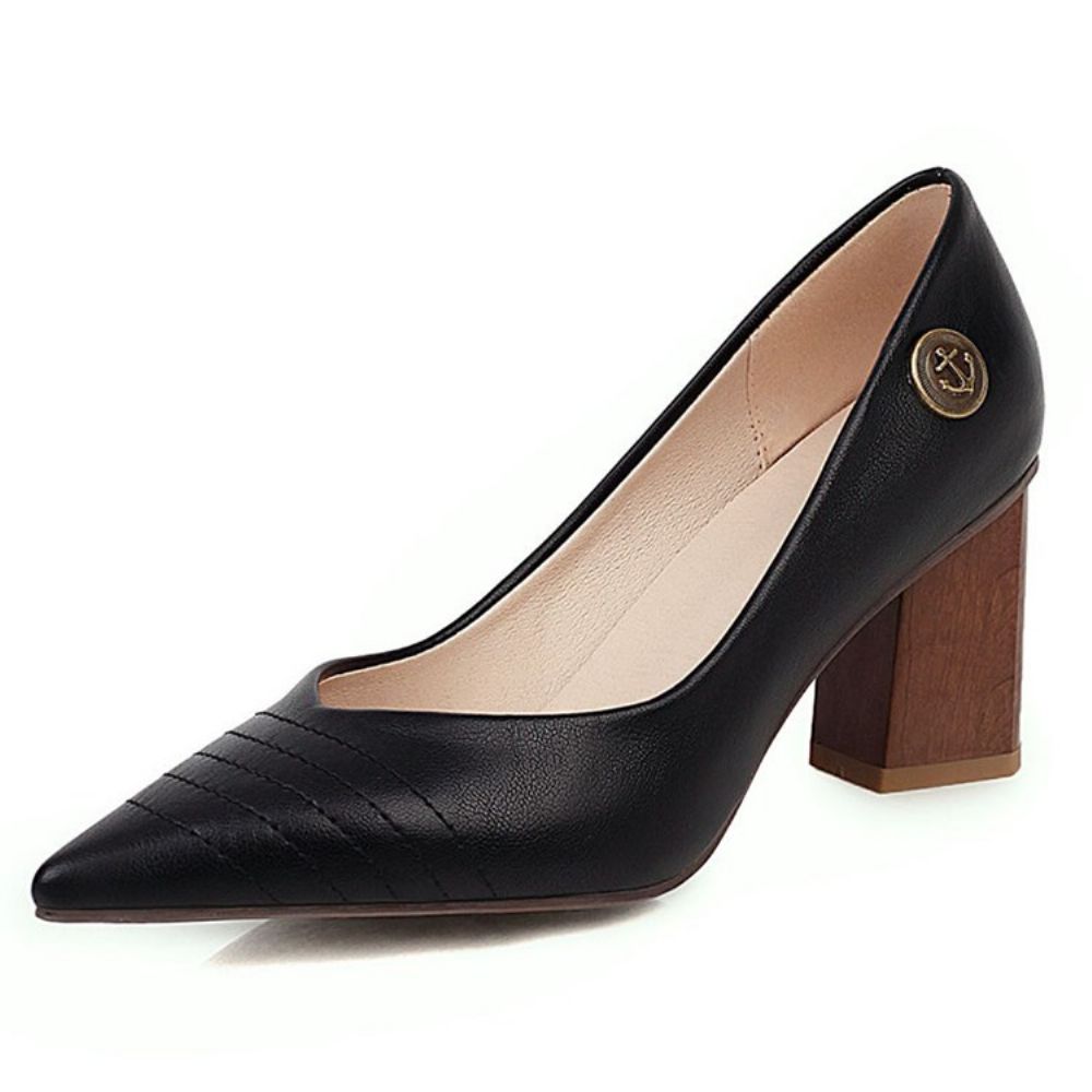 Thread Chunky Heel Puntige Teen Pumps