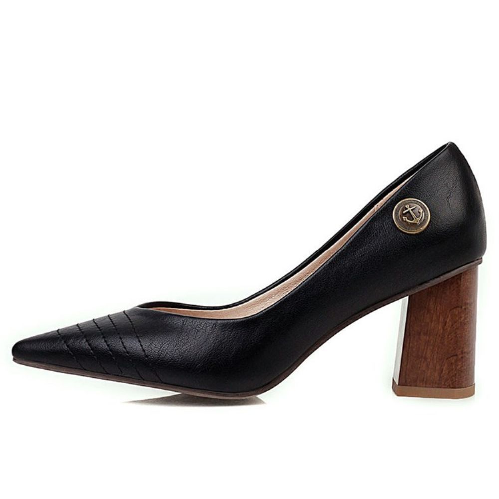 Thread Chunky Heel Puntige Teen Pumps